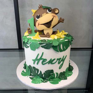 Cute Monkey On the Top Cake