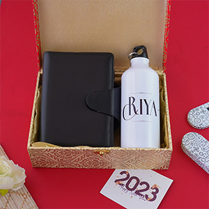 Diary with Personalised Bottle New Year Gift for Her 
