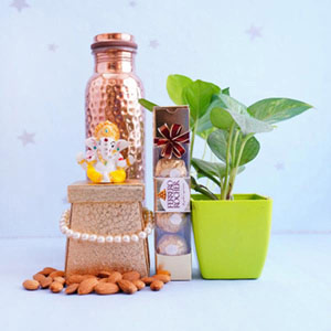 Diwali Ganesh Statue with Chocolate and Copper Bottle Gift Hamper