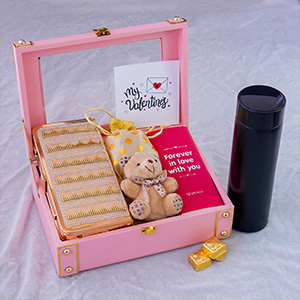 Gift Pack of Teddy and Temperature Bottle for Valentines Day