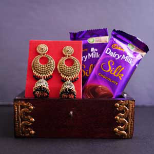 Golden Earring with Chocolates Combo
