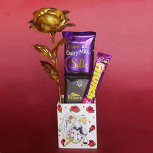Golden Rose with Chocolate Bar