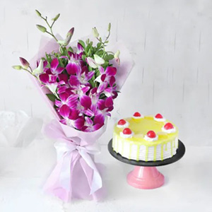 Gorgeous Orchids with Pineapple Cake 