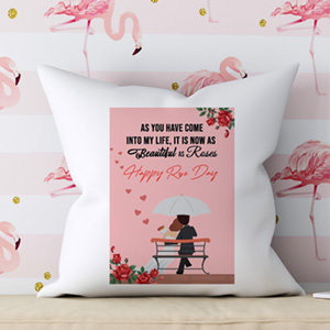 Happy Rose Day Quoted Cushion