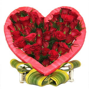 Heart Red Rose Basket