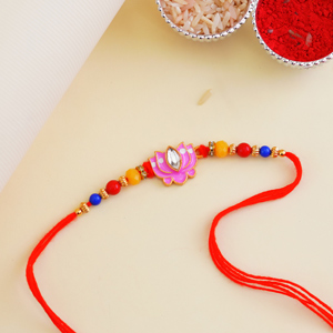Lotus Rakhi with Colourful Beads