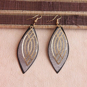 Metallic Leaf-Shaped Earrings