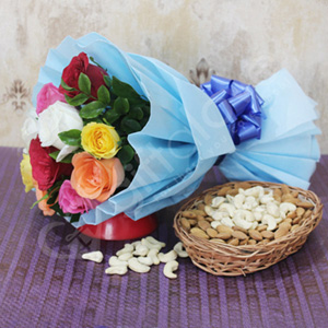 Mixed Rose Flowers with Dry Fruits 