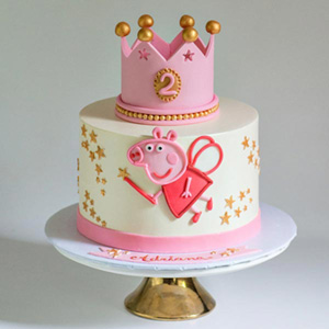  Peppa Pig Fondant Cake with Crown 