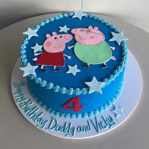 Peppa Pig Fondant Cake with Moon and Stars