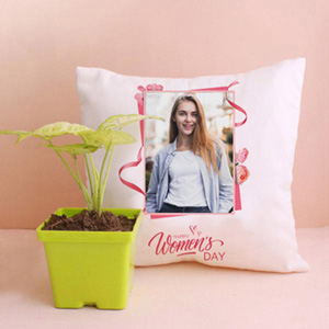 Personalized Cushion with Syngonium  for Womens Day