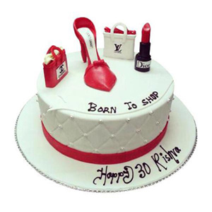 Red and White Shopping Cake