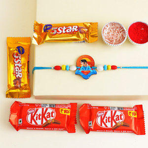 Superman Rakhi for Kids with Chocolates Gift Pack