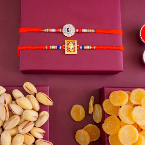 Two Designer Rakhis with of Dry Fruits