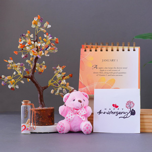 Wish Tree with Teddy Key Chain Anniversary Gift for Her 