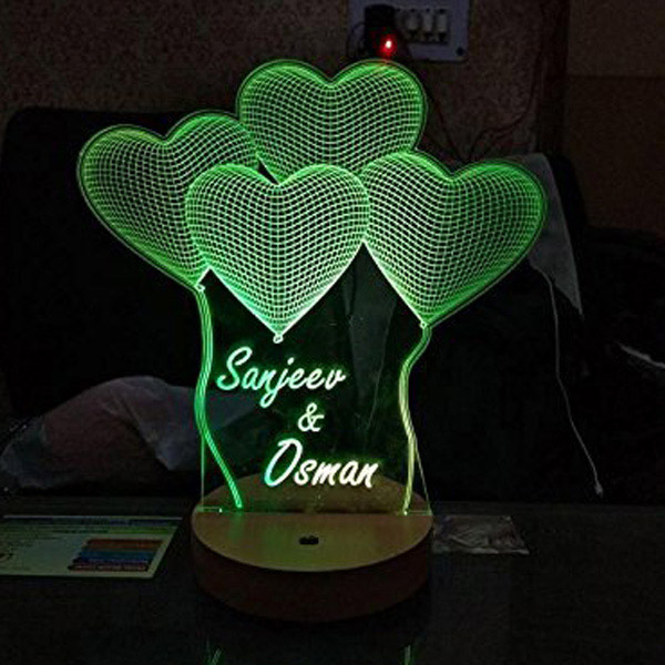 Send Wood and Plastic Colour Changing 3D Illusion LED Lamp (Multicolour) Online