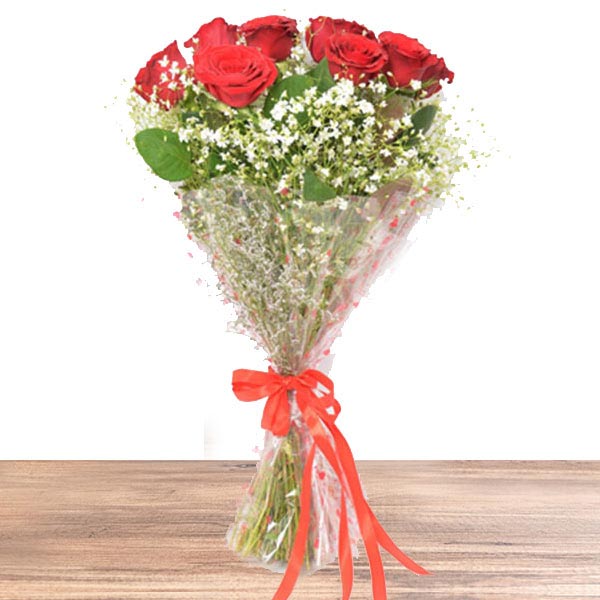 Send Simple Red Roses Bunch Online