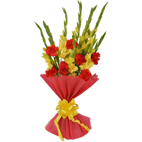 Send Sweet Red & Yellow Flower Bouquet Online