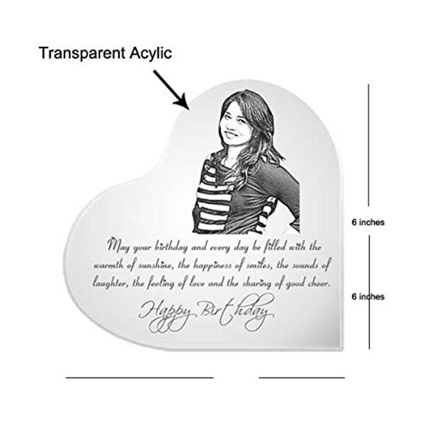 Send Heart Shaped Glass - Engraved Photo and Message Online
