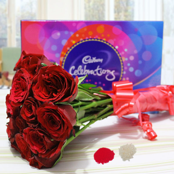 Send Red Rose Bunch with Chocolates for Brother Online
