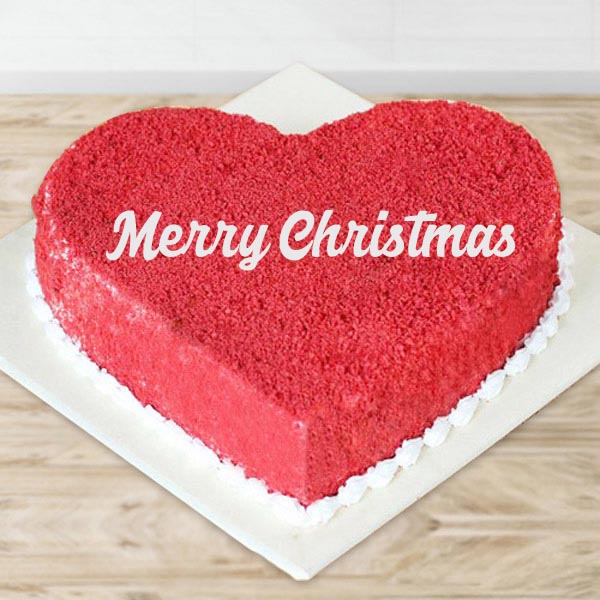 Send Heart-Shaped Red Velvet Christmas Cake  Online