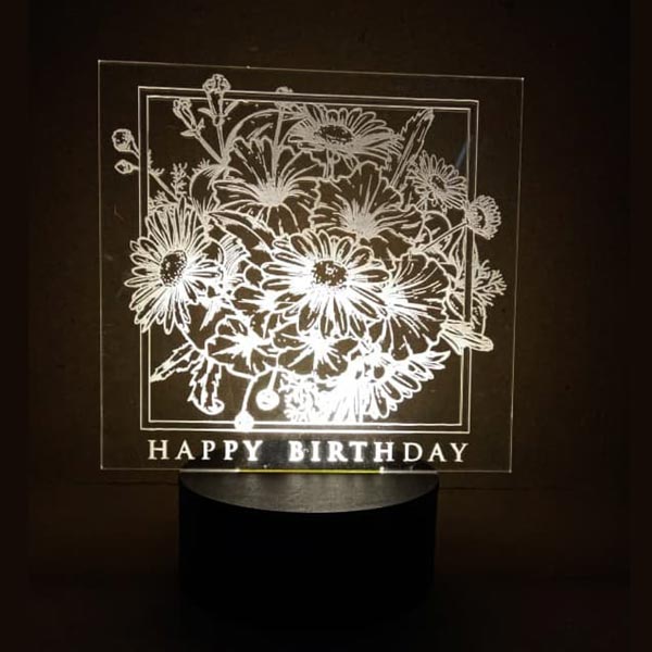 Send 3D LED Happy Birthday Flowers Lamp Online