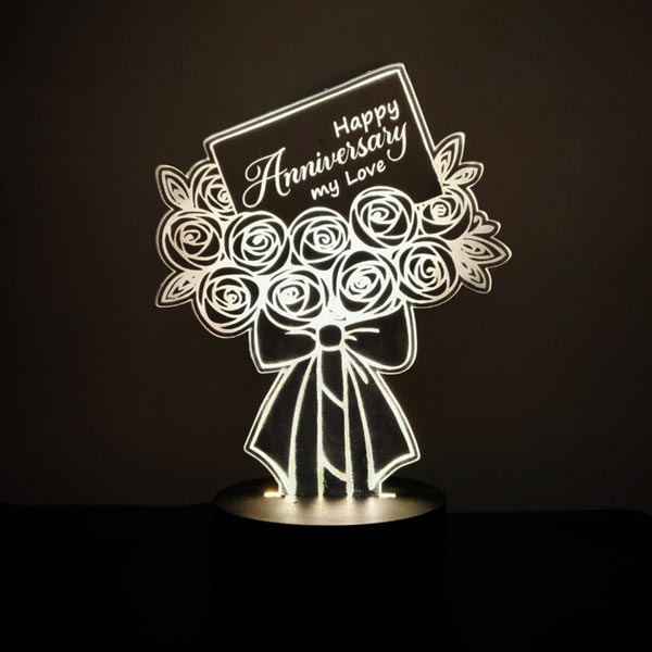 Send 3D LED Happy Anniversary Love Lamp Online