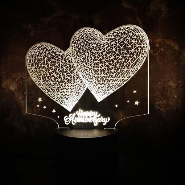 Send 3D LED Anniversary Hearts Lamp Online
