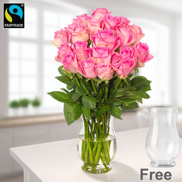 Send Pink Roses in Vase Online