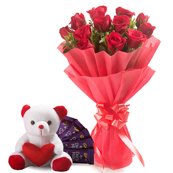 Send Adorable Red Roses Hamper Online