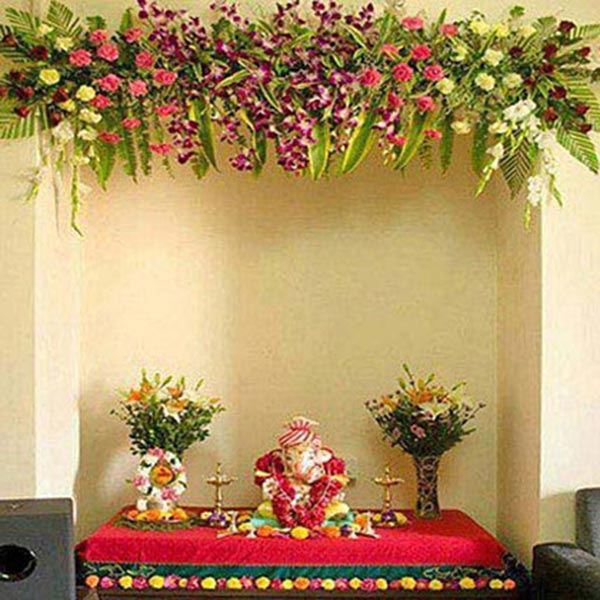 Send Scintillating Floral Ganpati Decoration Online - EXFNP285GAL18 |  Giftalove