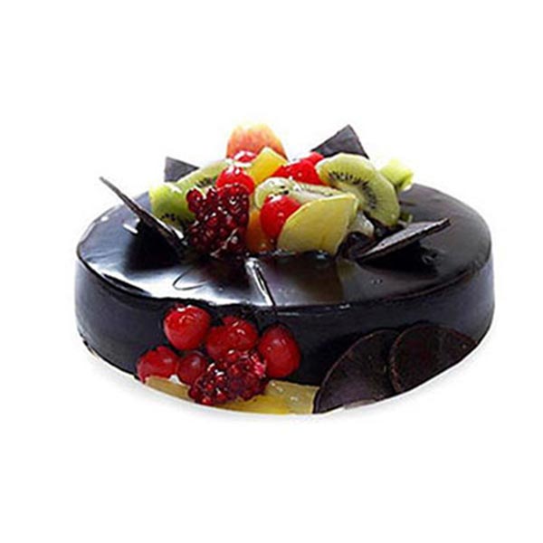 Send Chocolate Fruit Gateau Half kg Eggless Online