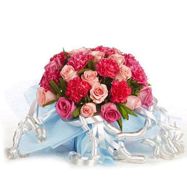 Send Perfect Roses and Carnations Basket Online