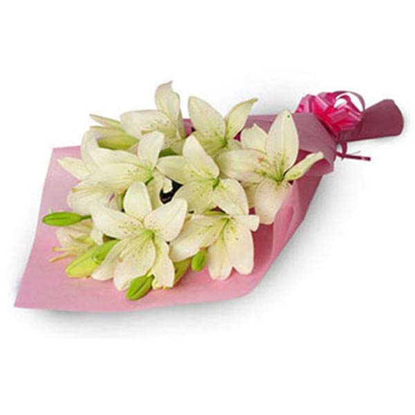 Send Elegant White Lilies Bouquet Online