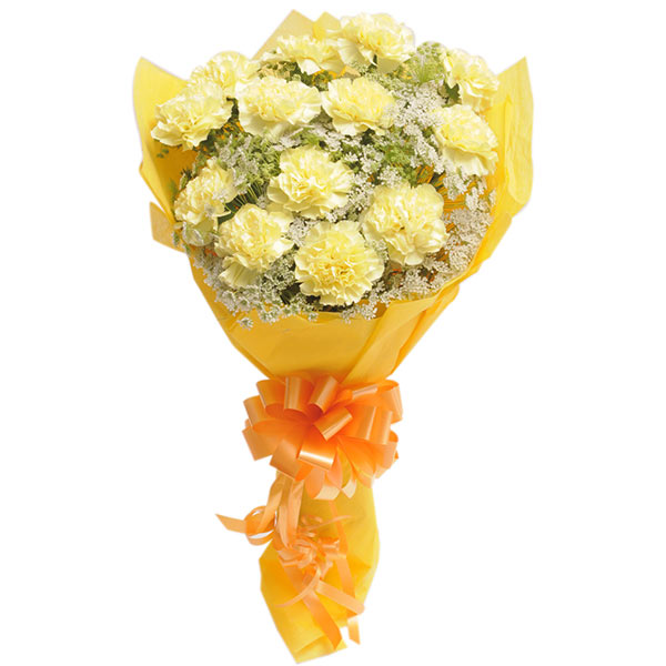 Send Bunch of 15 Yellow Carnations Online