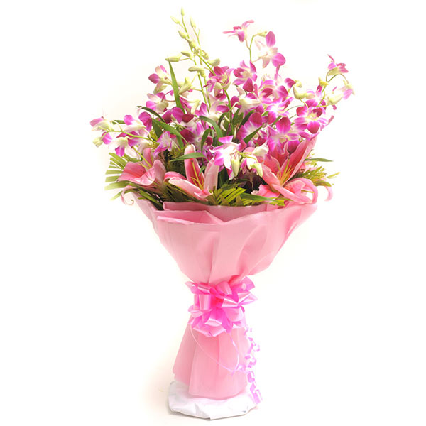 Send Perfect Orchids & Lily Bouquet Online