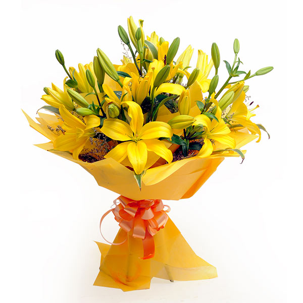 Send Bunch of 6 Yellow Asiatic Lilies Online