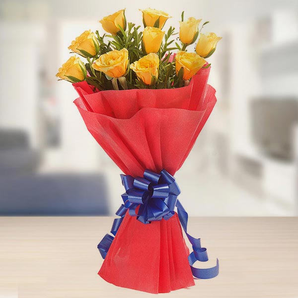 Send Delightful Yellow Rose Bunch Online