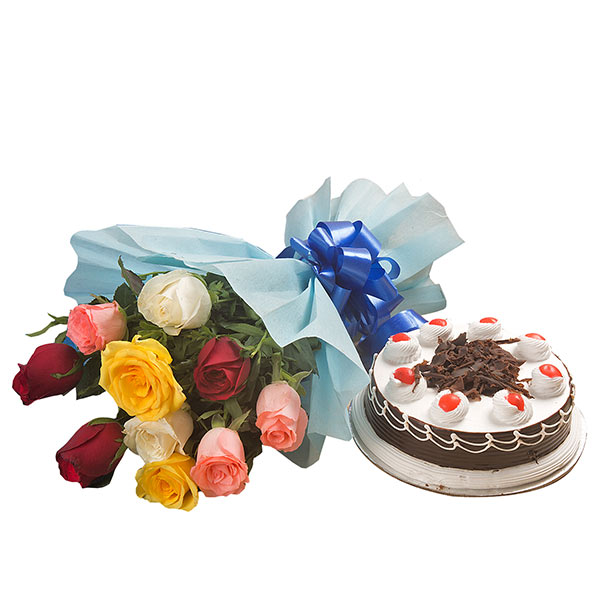 Send Roses and Black Forest Cake Online