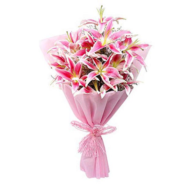 Send Pink Stargazer Lilies Bouquet Online