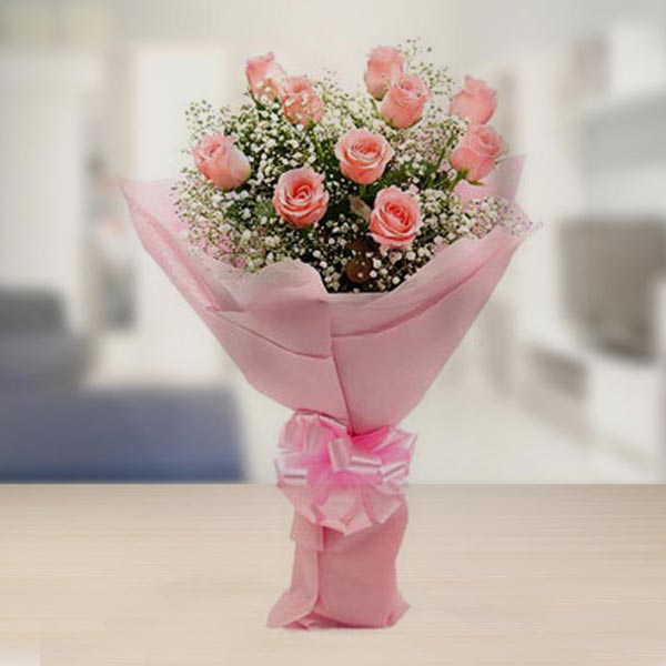 Send Beautiful Pink Bouquet of Roses Online