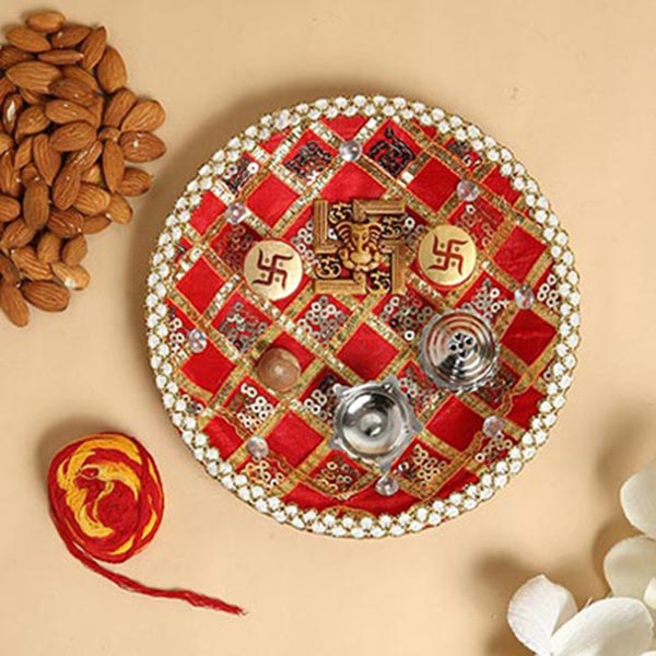 Send Pooja Thali With 250gms Almonds Online