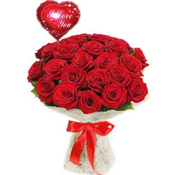 Send Red Roses and I Love You Balloon Combo Online