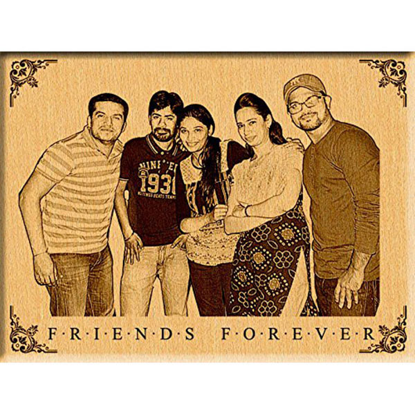 Send Personalized Gifts Friendship Day - Engraved Photo On Wood Online