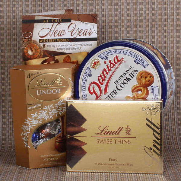 Send New Year Imported Chocolates and Cookies Combo Online