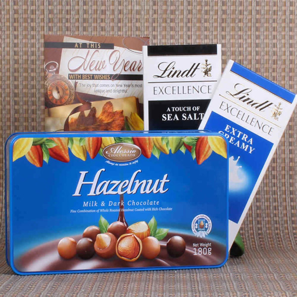 Send Imported Lindt and Hazelnut Chocolates for New Year Online