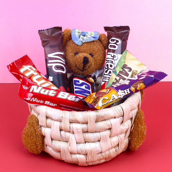 Send Teddy Imported Chocolate Basket Online