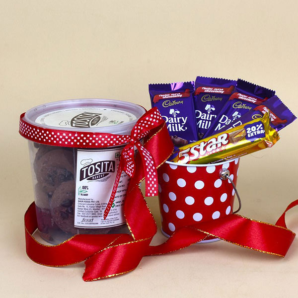 Send Tosita Chocolate  Cookies and Assorted Chocolates in a Basket. Online
