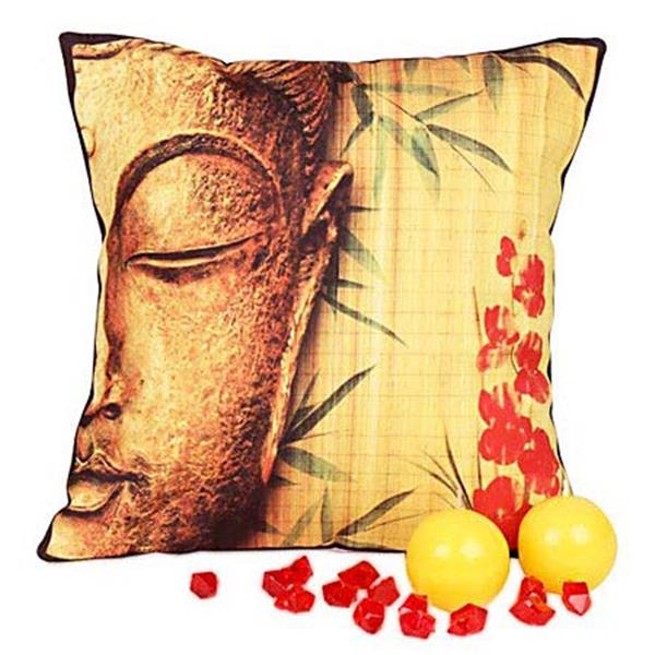 Send Divine Buddha Cushion with Candles Online