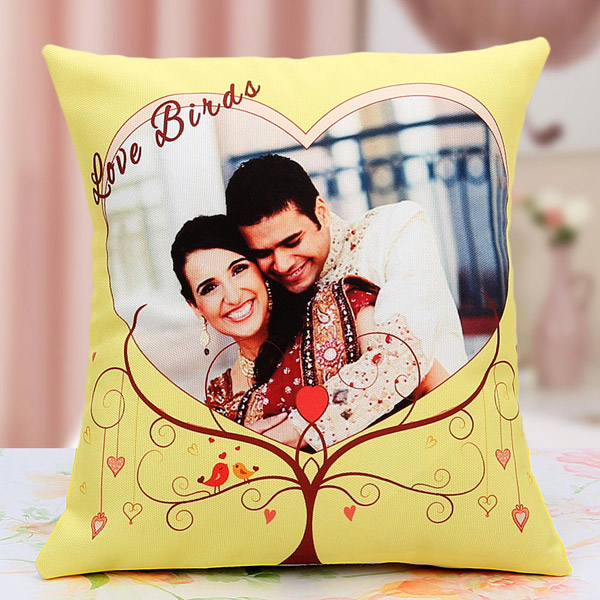 Send Lovebirds Personalized Cushion Online